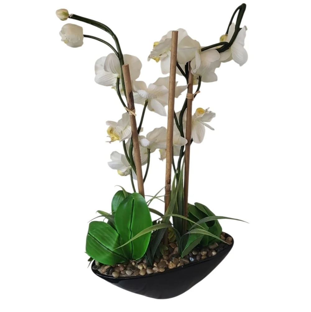 Artificial White Orchid Arrangement – Elegant Everlasting Beauty